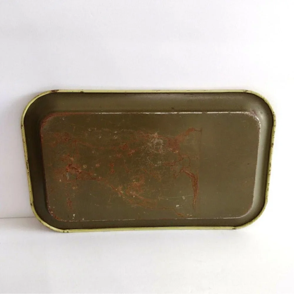 Vintage Acorn Oak Leaves Rustic Tin Serving Trays Red Green Wall Hanging Decor